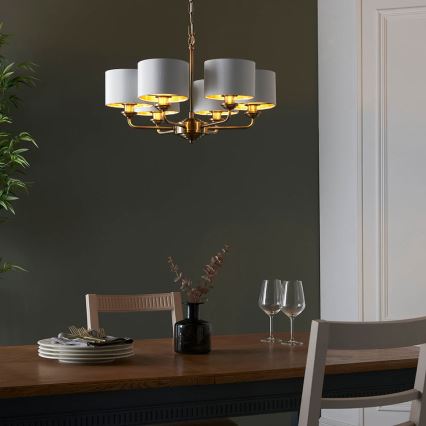 Endon 98936 - Chandelier on a chain HIGHCLERE 6xE14/28W/230V white/brass