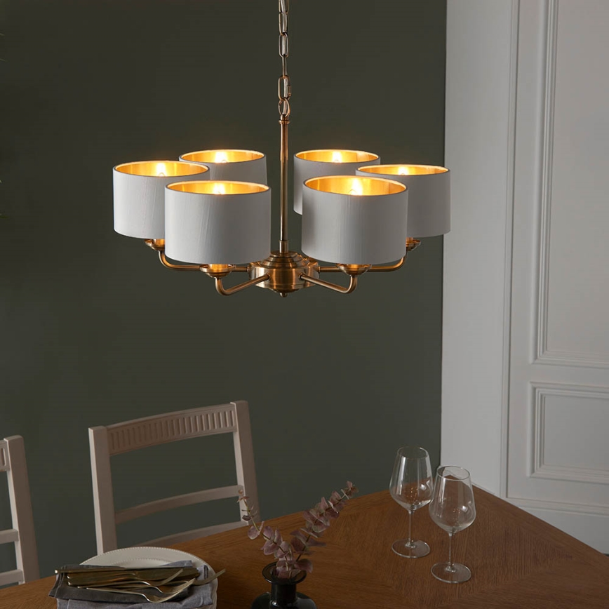Endon 98936 - Chandelier on a chain HIGHCLERE 6xE14/28W/230V white/brass
