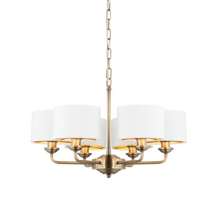 Endon 98936 - Chandelier on a chain HIGHCLERE 6xE14/28W/230V white/brass