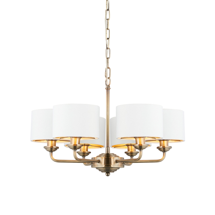 Endon 98936 - Chandelier on a chain HIGHCLERE 6xE14/28W/230V white/brass