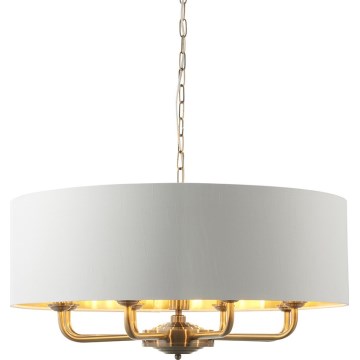 Endon 98938 - HIGHCLERE chain-hung chandelier 8×E14/40W/230V, Ø 70 cm, white/brass