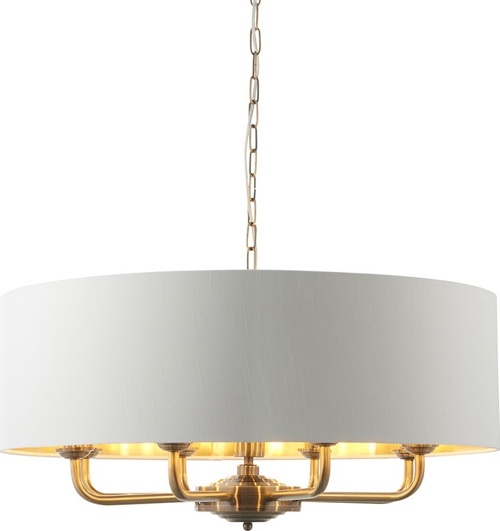 Endon 98938 - HIGHCLERE chain-hung chandelier 8×E14/40W/230V, Ø 70 cm, white/brass