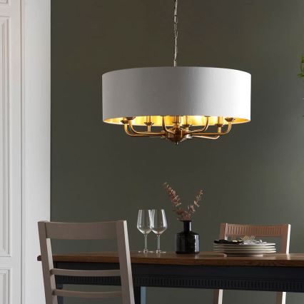Endon 98938 - HIGHCLERE chain-hung chandelier 8×E14/40W/230V, Ø 70 cm, white/brass