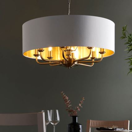 Endon 98938 - HIGHCLERE chain-hung chandelier 8×E14/40W/230V, Ø 70 cm, white/brass