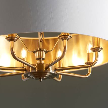 Endon 98938 - HIGHCLERE chain-hung chandelier 8×E14/40W/230V, Ø 70 cm, white/brass