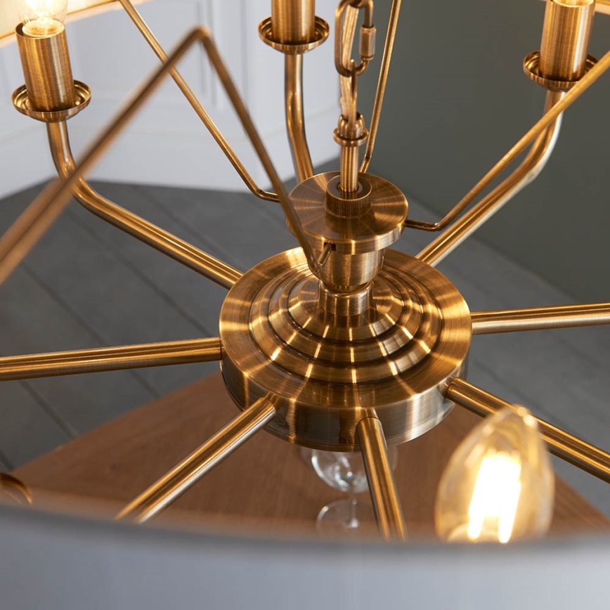 Endon 98938 - HIGHCLERE chain-hung chandelier 8×E14/40W/230V, Ø 70 cm, white/brass