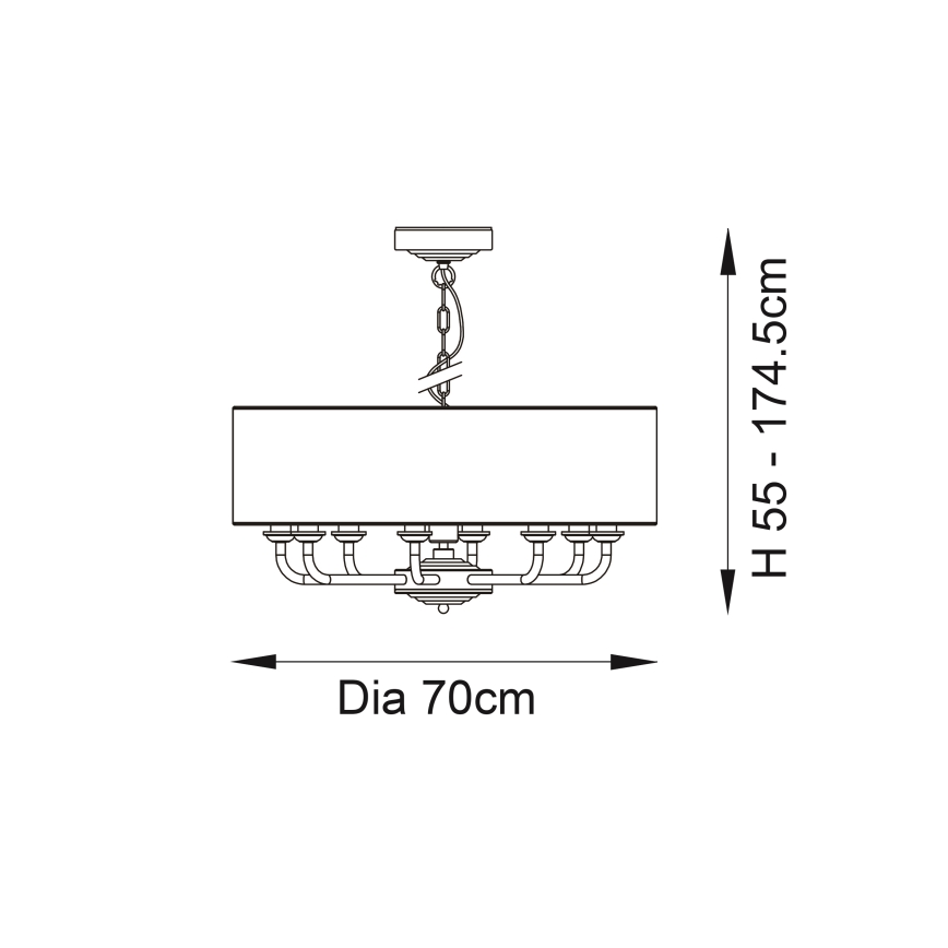 Endon 98938 - HIGHCLERE chain-hung chandelier 8×E14/40W/230V, Ø 70 cm, white/brass