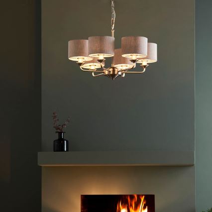 Endon 99151 - Chain-hung chandelier HIGHCLERE 6xE14/28W/230V grey/matte chrome Ø 53 cm