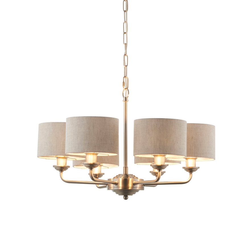 Endon 99151 - Chain-hung chandelier HIGHCLERE 6xE14/28W/230V grey/matte chrome Ø 53 cm