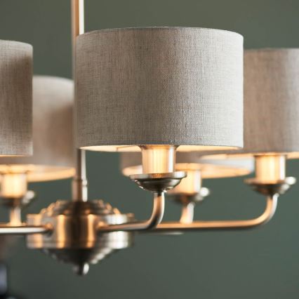 Endon 99151 - Chain-hung chandelier HIGHCLERE 6xE14/28W/230V grey/matte chrome Ø 53 cm