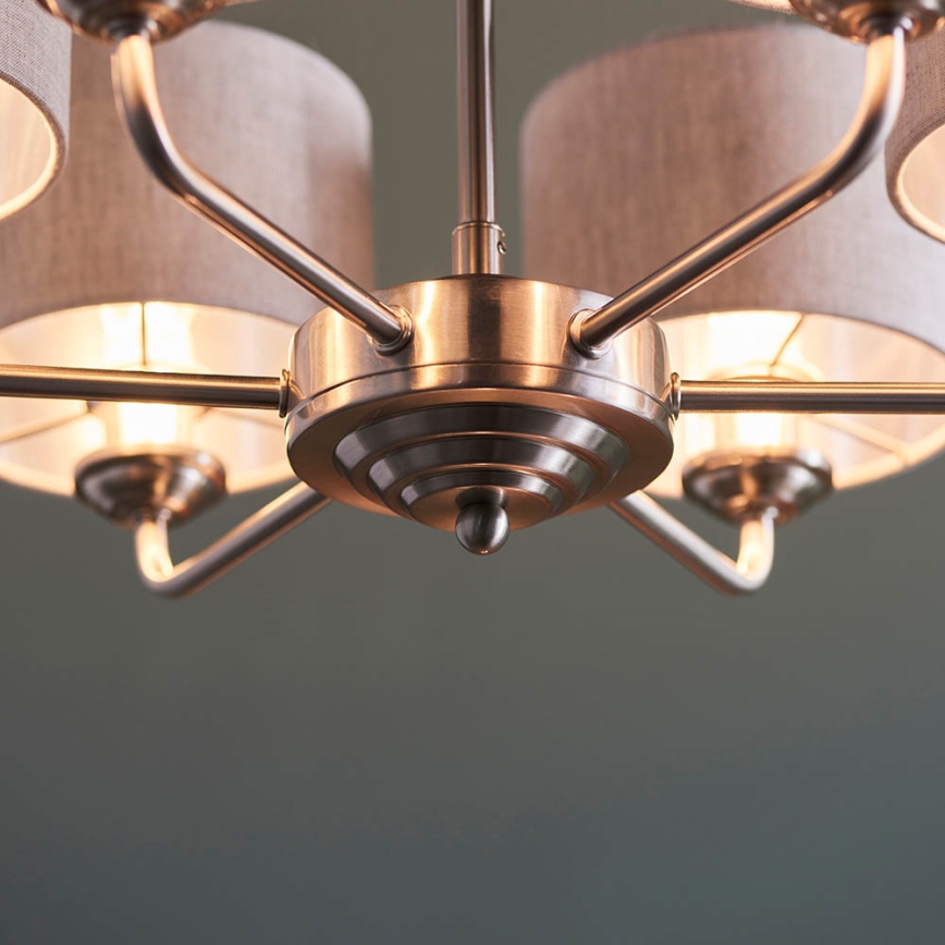 Endon 99151 - Chain-hung chandelier HIGHCLERE 6xE14/28W/230V grey/matte chrome Ø 53 cm