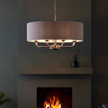 Endon 99152 - Chandelier on a chain HIGHCLERE 8xE14/40W/230V grey/matte chrome d. 70 cm