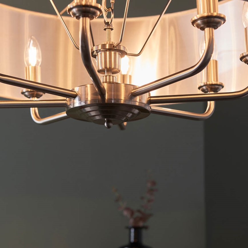 Endon 99152 - Chandelier on a chain HIGHCLERE 8xE14/40W/230V grey/matte chrome d. 70 cm