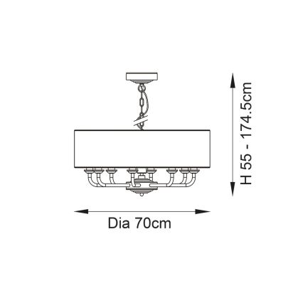 Endon 99152 - Chandelier on a chain HIGHCLERE 8xE14/40W/230V grey/matte chrome d. 70 cm