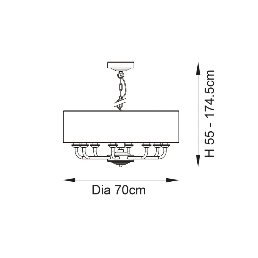 Endon 99152 - Chandelier on a chain HIGHCLERE 8xE14/40W/230V grey/matte chrome d. 70 cm