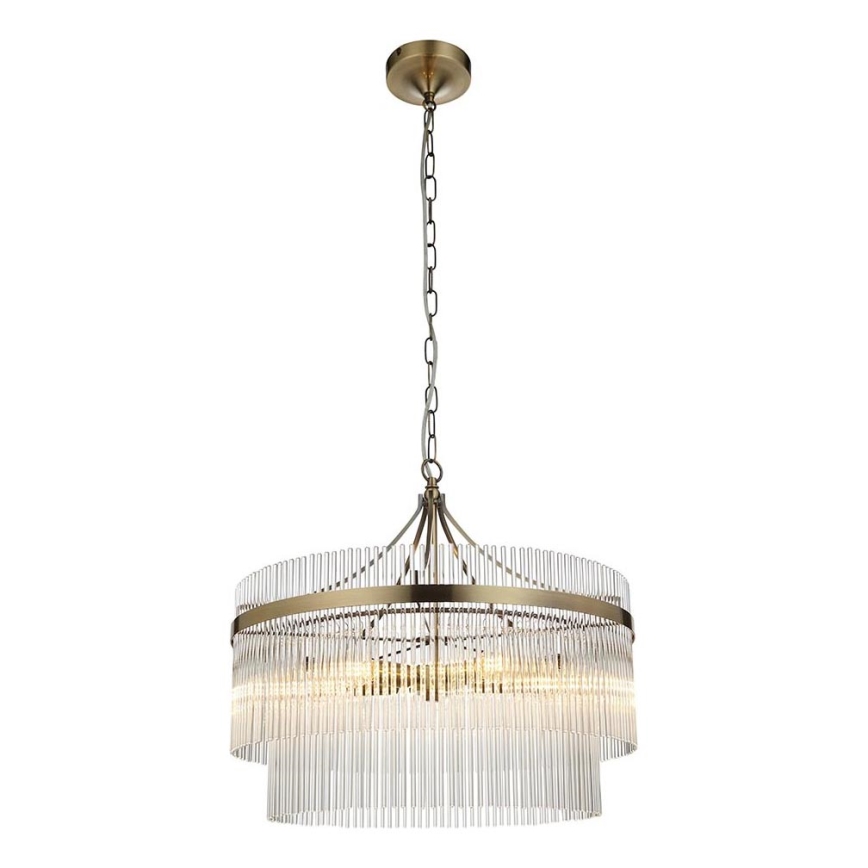 Endon 99166 - Chain-hung chandelier MARIETTA 5xE14/7W/230V brass/clear