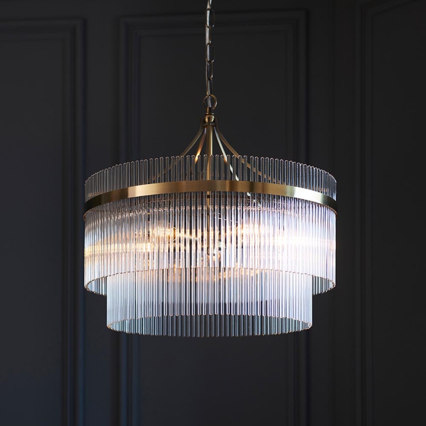Endon 99166 - Chain-hung chandelier MARIETTA 5xE14/7W/230V brass/clear