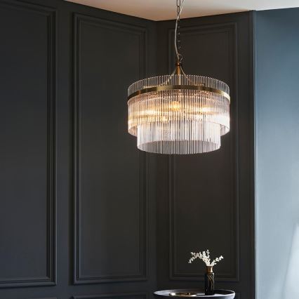 Endon 99166 - Chain-hung chandelier MARIETTA 5xE14/7W/230V brass/clear