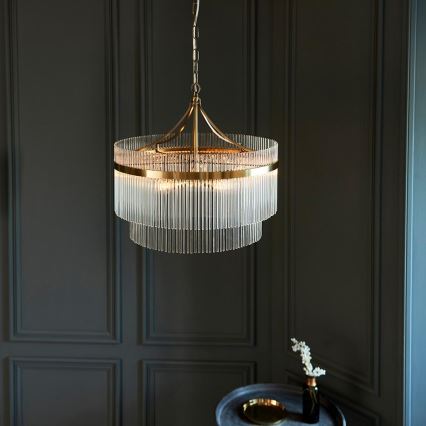 Endon 99166 - Chain-hung chandelier MARIETTA 5xE14/7W/230V brass/clear