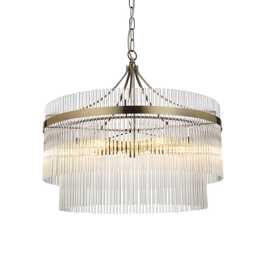 Endon 99166 - Chain-hung chandelier MARIETTA 5xE14/7W/230V brass/clear