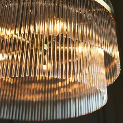 Endon 99166 - Chain-hung chandelier MARIETTA 5xE14/7W/230V brass/clear