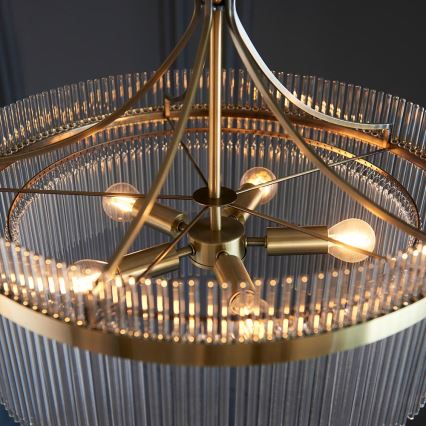 Endon 99166 - Chain-hung chandelier MARIETTA 5xE14/7W/230V brass/clear