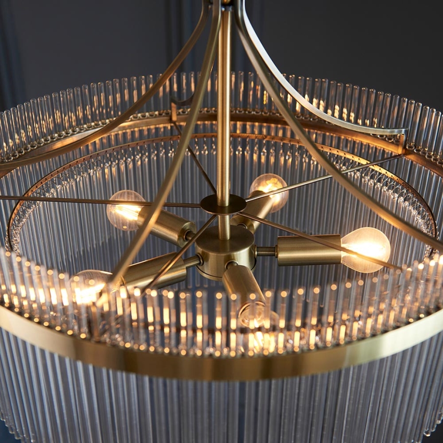 Endon 99166 - Chain-hung chandelier MARIETTA 5xE14/7W/230V brass/clear