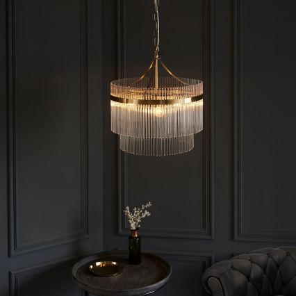 Endon 99167 - Chandelier on a chain MARIETTA 3xE14/7W/230V brass/clear