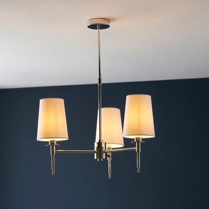 Endon 99455 - Rod Pendant 3xE14/6W/230V, Glossy Chrome/White