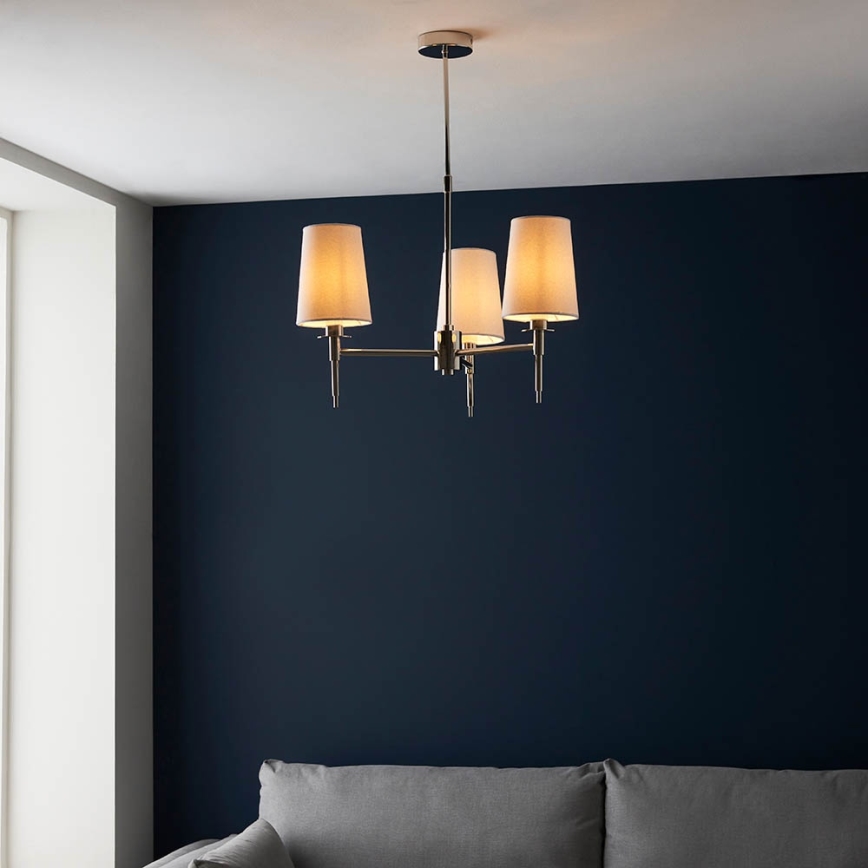 Endon 99455 - Rod Pendant 3xE14/6W/230V, Glossy Chrome/White