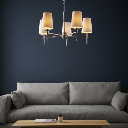 Endon 99457 - Chain-hung chandelier 5xE14/6W/230V polished chrome/white