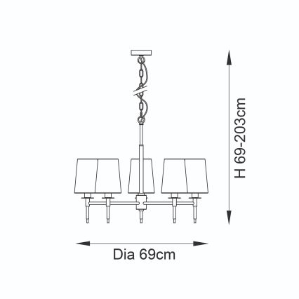 Endon 99458 - Chain-hung chandelier 5xE14/6W/230V gold/white