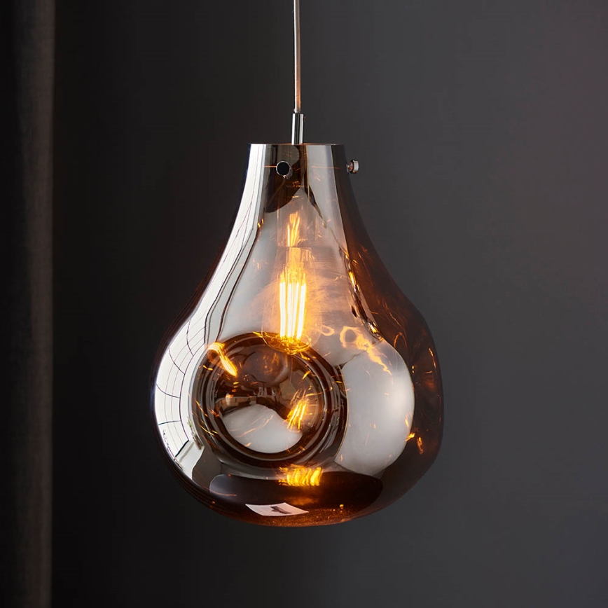 Endon 99788 - EUROPA Cable-Hung Pendant Light 1xE27/10W/230V, Smoked Black