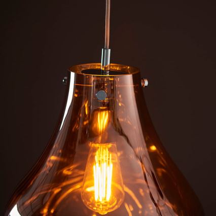Endon 99790 - Cable-suspended pendant light EUROPA 1xE27/10W/230V smoky brown