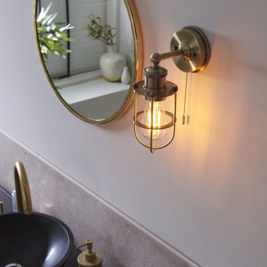 Endon 99952 - Bathroom wall light CREW 1xE27/6W/230V IP44 brass
