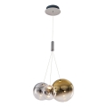 ENNA Cable-Suspended LED Pendant, 3x G9/5W/230V, 3000K, Smoked Glass/Gold