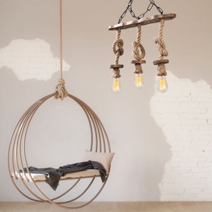 EREBOS 3xE27/40W/230V brown pendant light