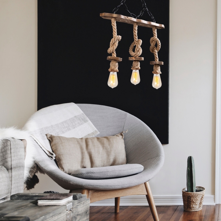 EREBOS 3xE27/40W/230V brown pendant light