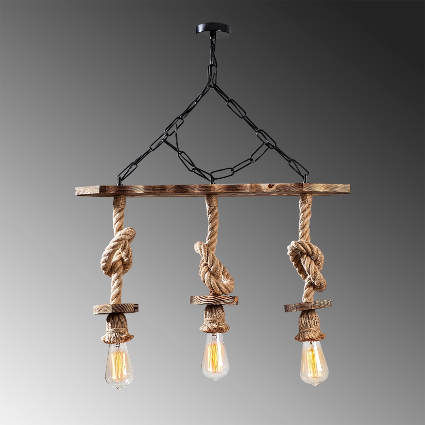 EREBOS 3xE27/40W/230V brown pendant light