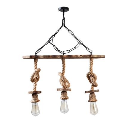 EREBOS 3xE27/40W/230V brown pendant light