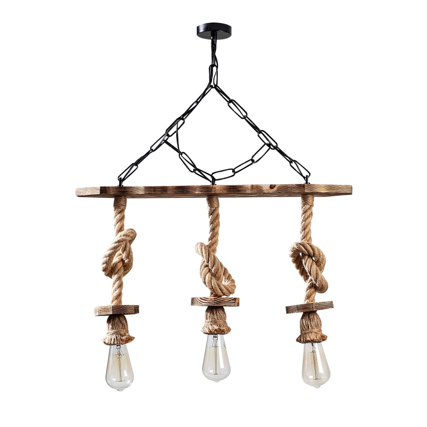 EREBOS 3xE27/40W/230V brown pendant light