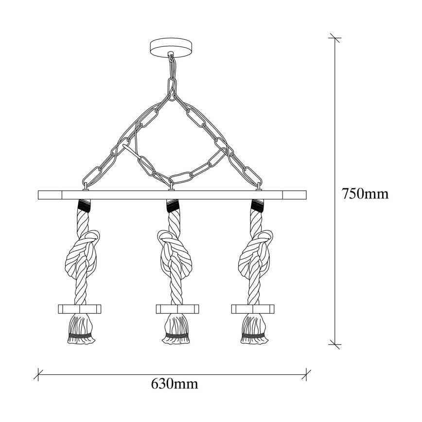 EREBOS 3xE27/40W/230V brown pendant light