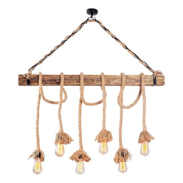 EREBOS 6xE27/40W/230V brown pendant light