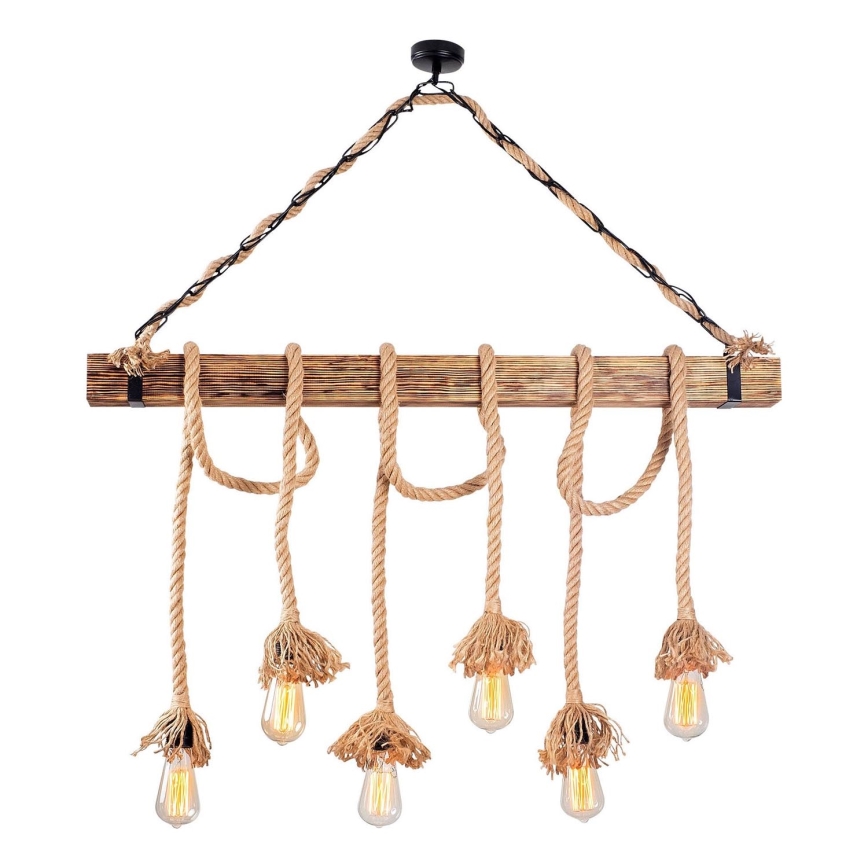 EREBOS 6xE27/40W/230V brown pendant light