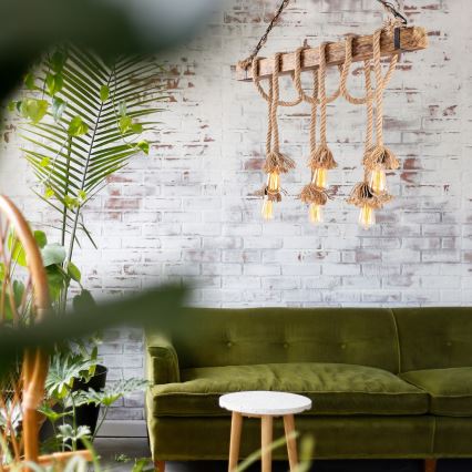 EREBOS 6xE27/40W/230V brown pendant light