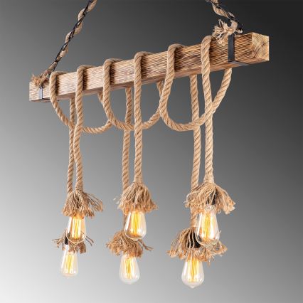 EREBOS 6xE27/40W/230V brown pendant light