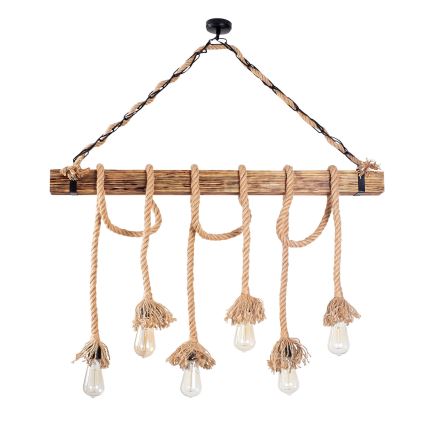 EREBOS 6xE27/40W/230V brown pendant light