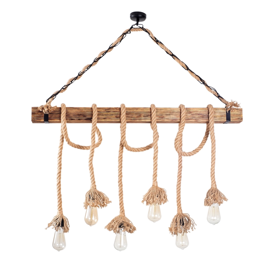 EREBOS 6xE27/40W/230V brown pendant light