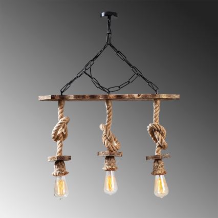 EREBOS Chain-Hung Chandelier 3xE27/40W/230V Brown