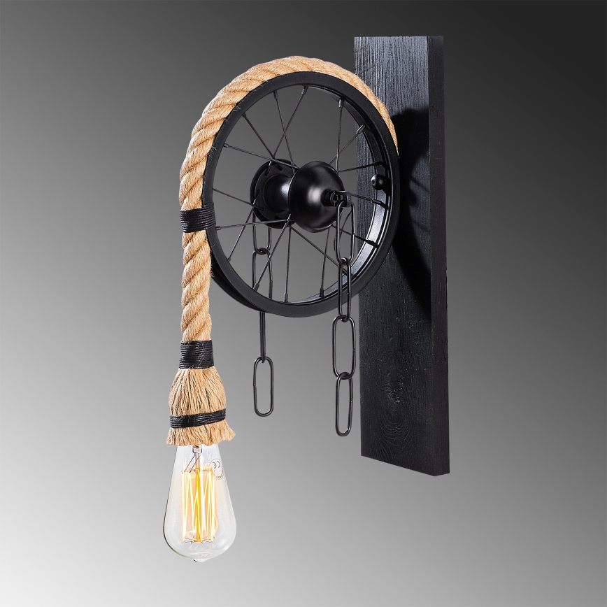 EREBOS Wall Light 1xE27/40W/230V Black/Brown